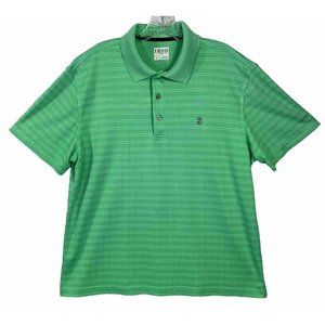 IZOD Golf Mens Lime Striped Polo Shirt Size L Short Sleeve Activewear Casual